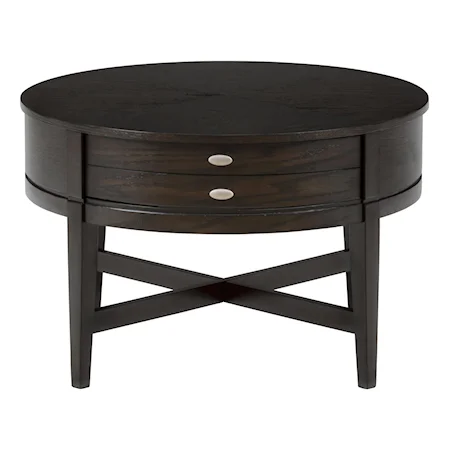 Round Cocktail Table with Two Drawers